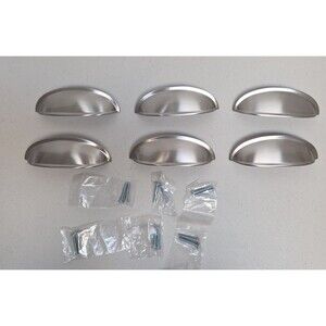 6 Rustic Cup Half Shell  Pulls Drawer Handles Cabinet Hardware and Screws